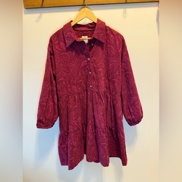 The Bettina Tiered Shirt Dress by Maeve: Mini Corduroy Edition women’s large - Picture 12 of 13